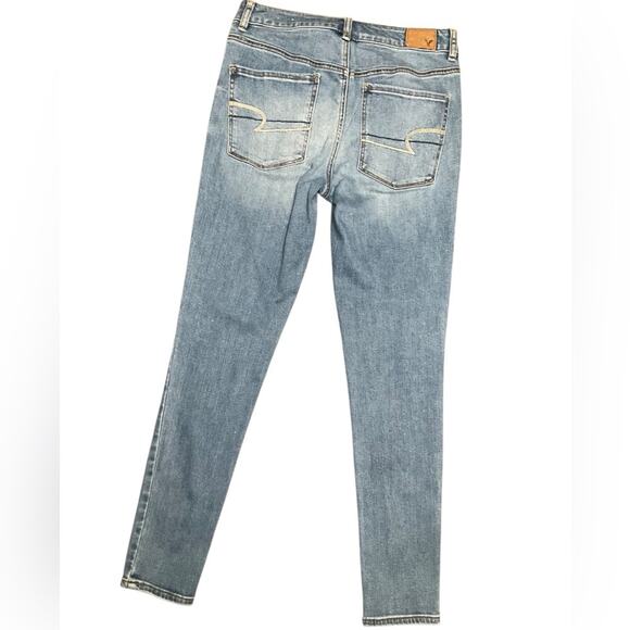 American Eagle Women's Jeggings Super Stretch Hi Rise Blue Jeans Size 6 - Picture 2 of 8